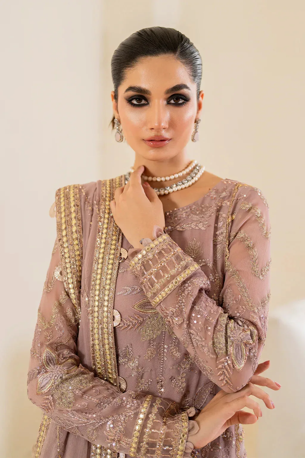 Iznik Chinnon Chiffon Lilac Raw Silk – view 3 – Poshaq
