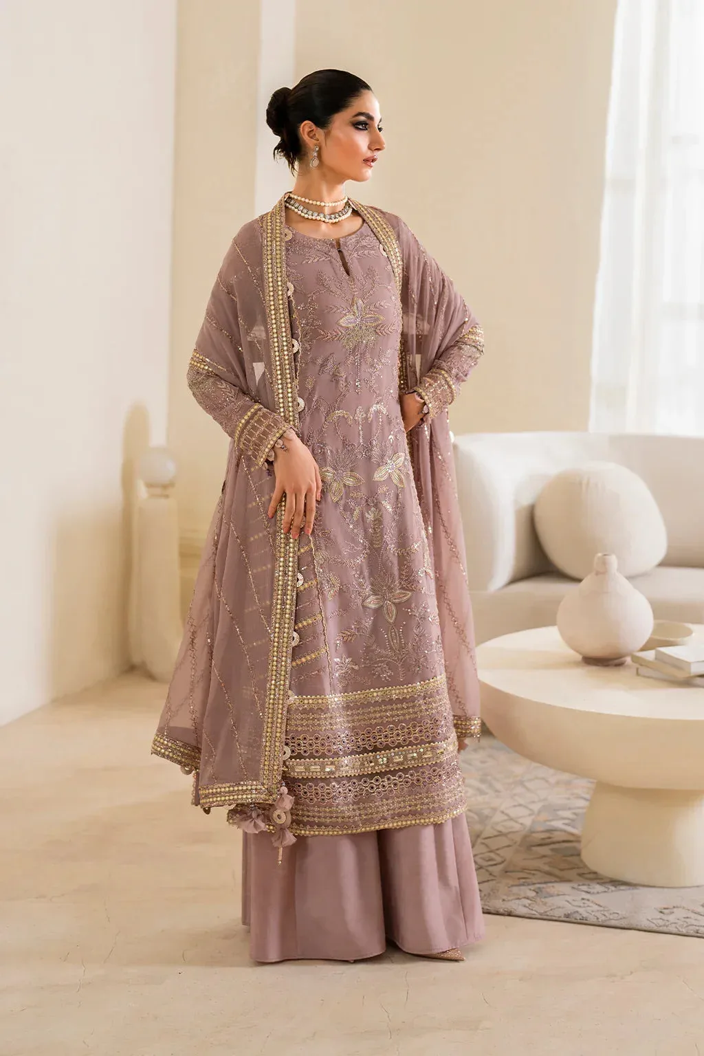 Iznik Chinnon Chiffon Lilac Raw Silk – view 5 – Poshaq