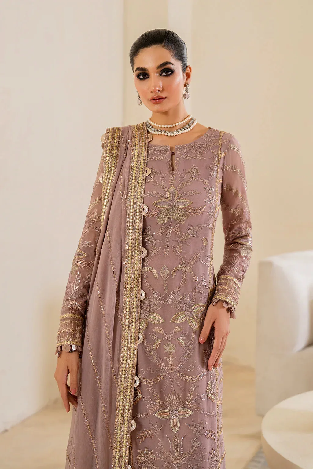 Iznik Chinnon Chiffon Lilac Raw Silk – view 6 – Poshaq