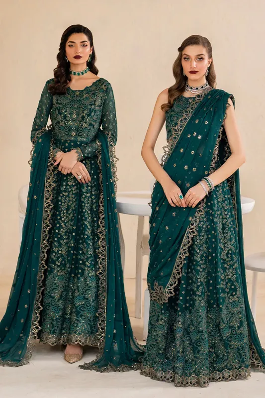 Iznik Chinnon Chiffon Green Raw Silk – view 1 – Poshaq
