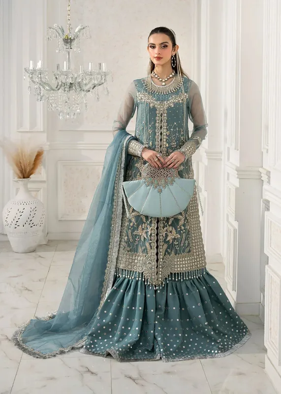 Jamnii The Aura Aqua Organza – view 1 – Poshaq