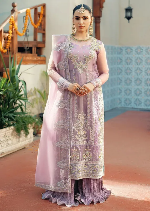 Jamnii Noor e Nazakat Lilac Raw Silk – view 1 – Poshaq