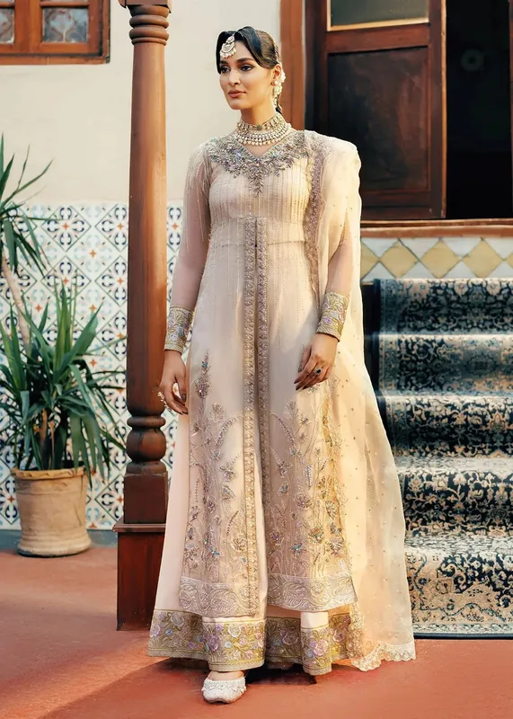 Jamnii Noor e Nazakat Ivory Raw Silk – view 1 – Poshaq