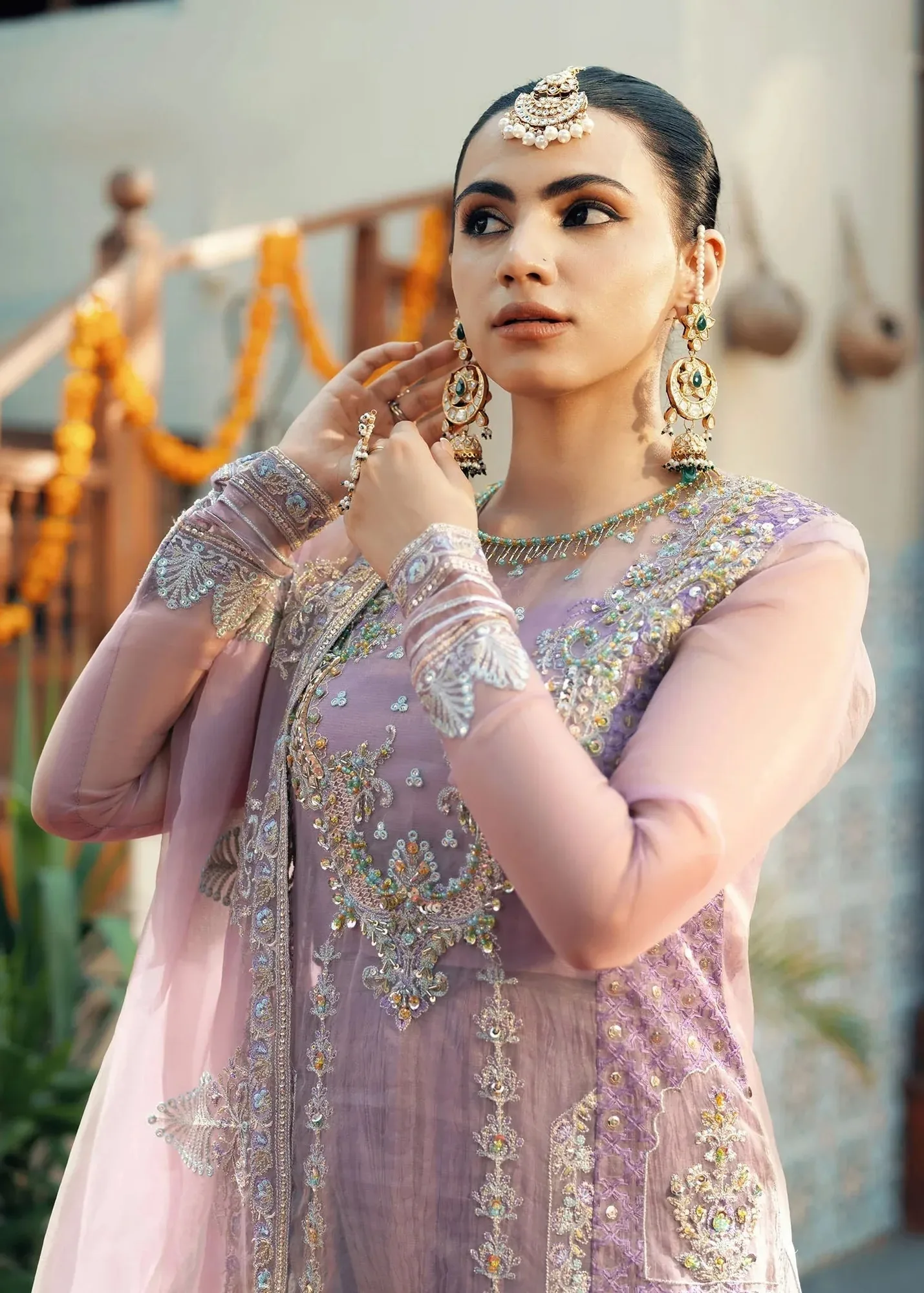 Jamnii Noor e Nazakat Soft Lilac Raw Silk – view 4 – Poshaq