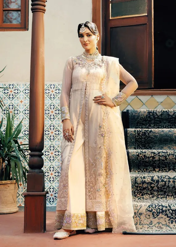 Jamnii Noor e Nazakat Ivory Raw Silk – view 1 – Poshaq