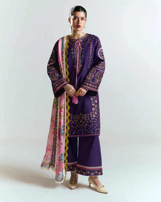 Jugnu SS 25 Dark Purple Cotton – view 1 – Poshaq