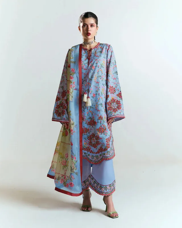 Jugnu SS 25 Light Blue Cotton – view 1 – Poshaq