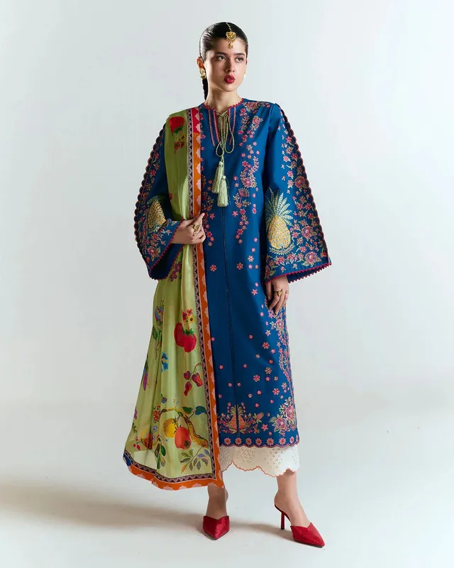 Jugnu SS 25 Cobalt Blue Cotton – view 1 – Poshaq
