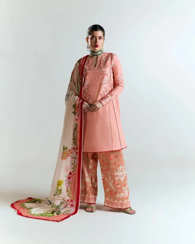 Jugnu SS 25 Peach Pink Cotton – view 1 – Poshaq