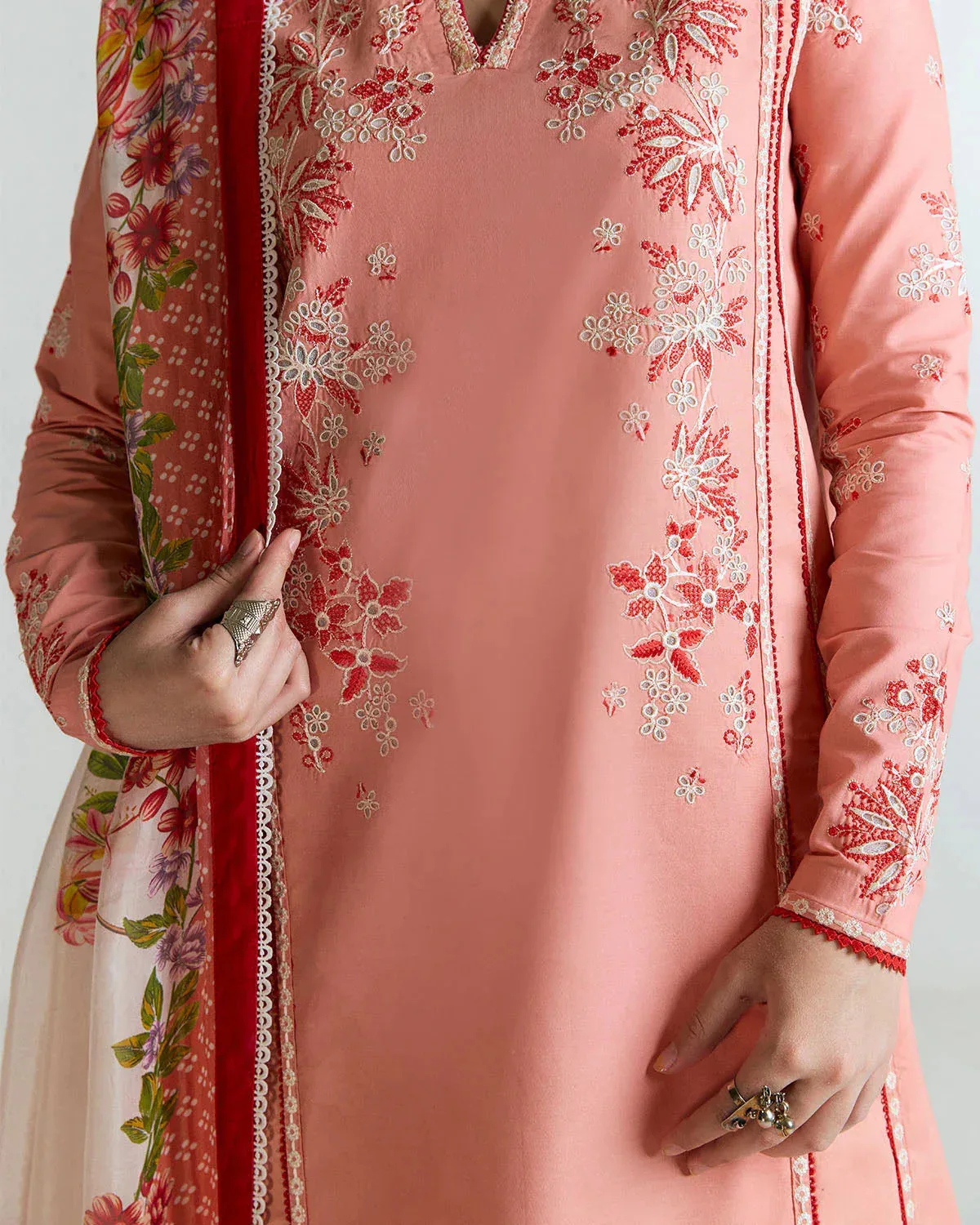 Jugnu SS 25 Peach Pink Cotton – view 2 – Poshaq