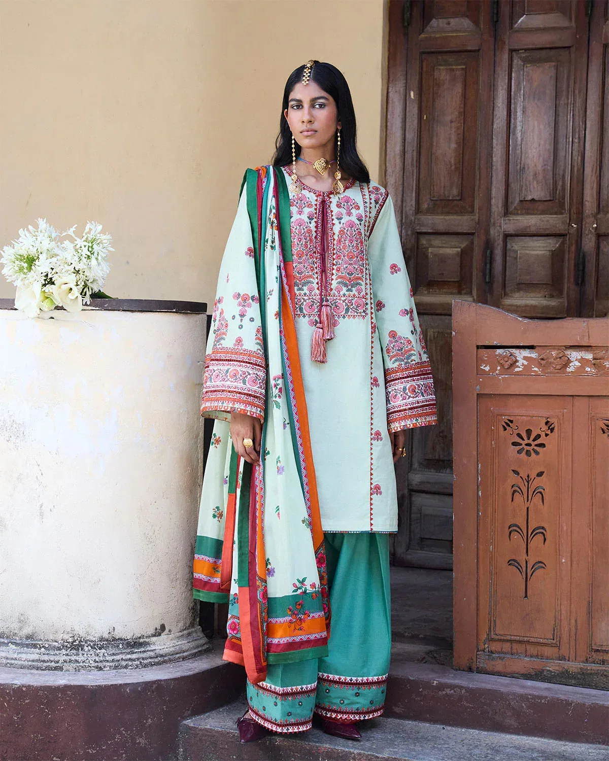 Jugnu SS 25 Light Ferozi Cotton – view 1 – Poshaq