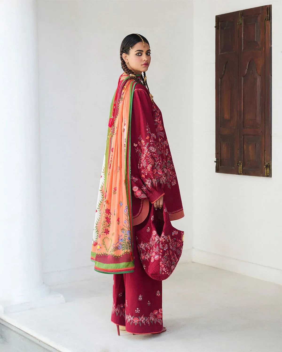 Jugnu SS 25 Deep Red Cotton – view 2 – Poshaq
