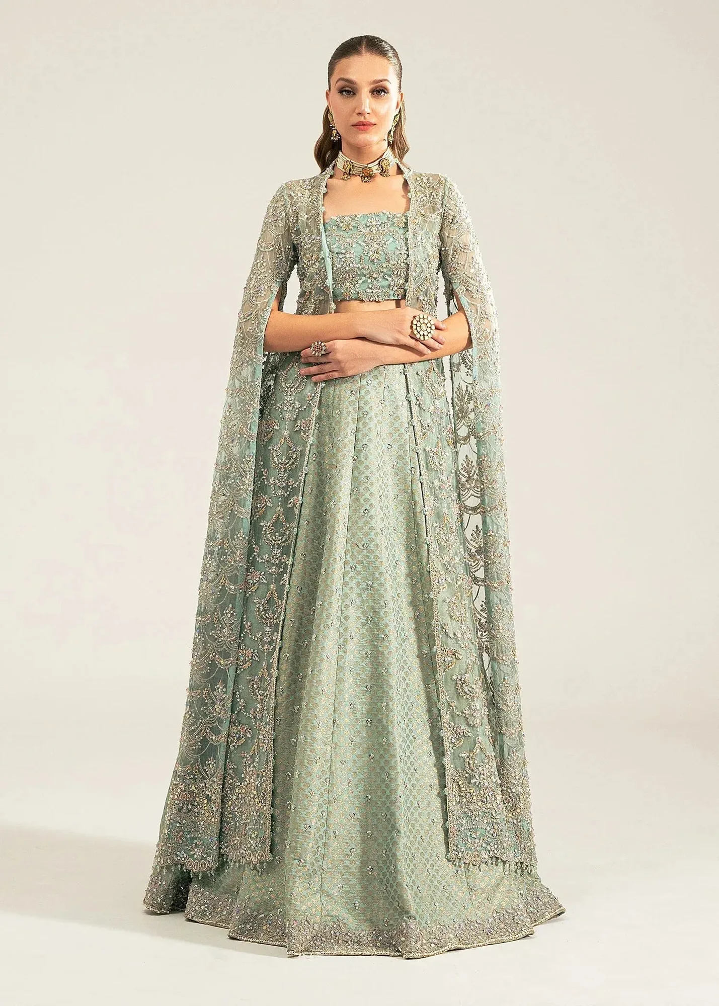 Kanwal Malik Silver Organza – view 1 – Poshaq
