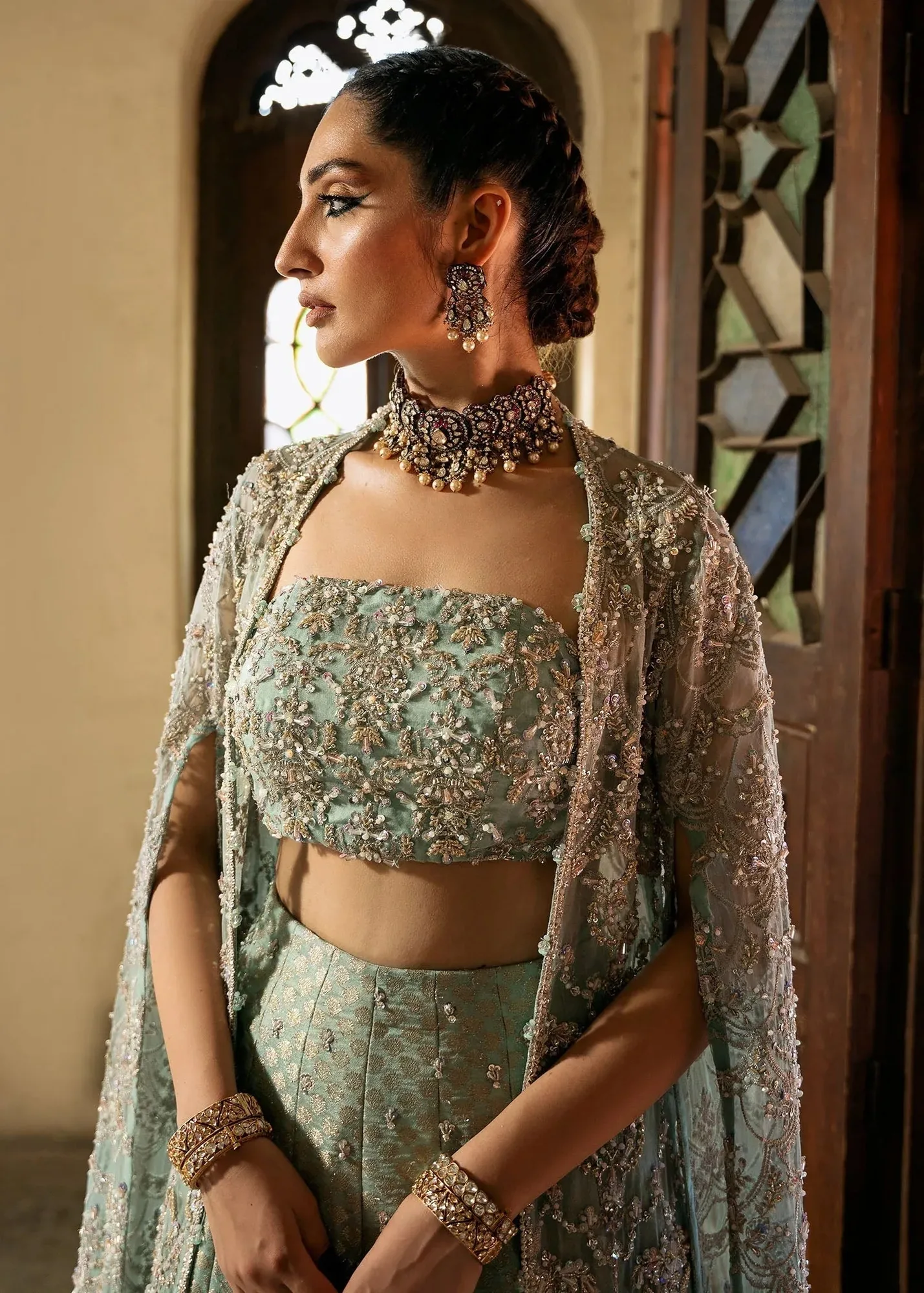 Kanwal Malik Silver Organza – view 6 – Poshaq