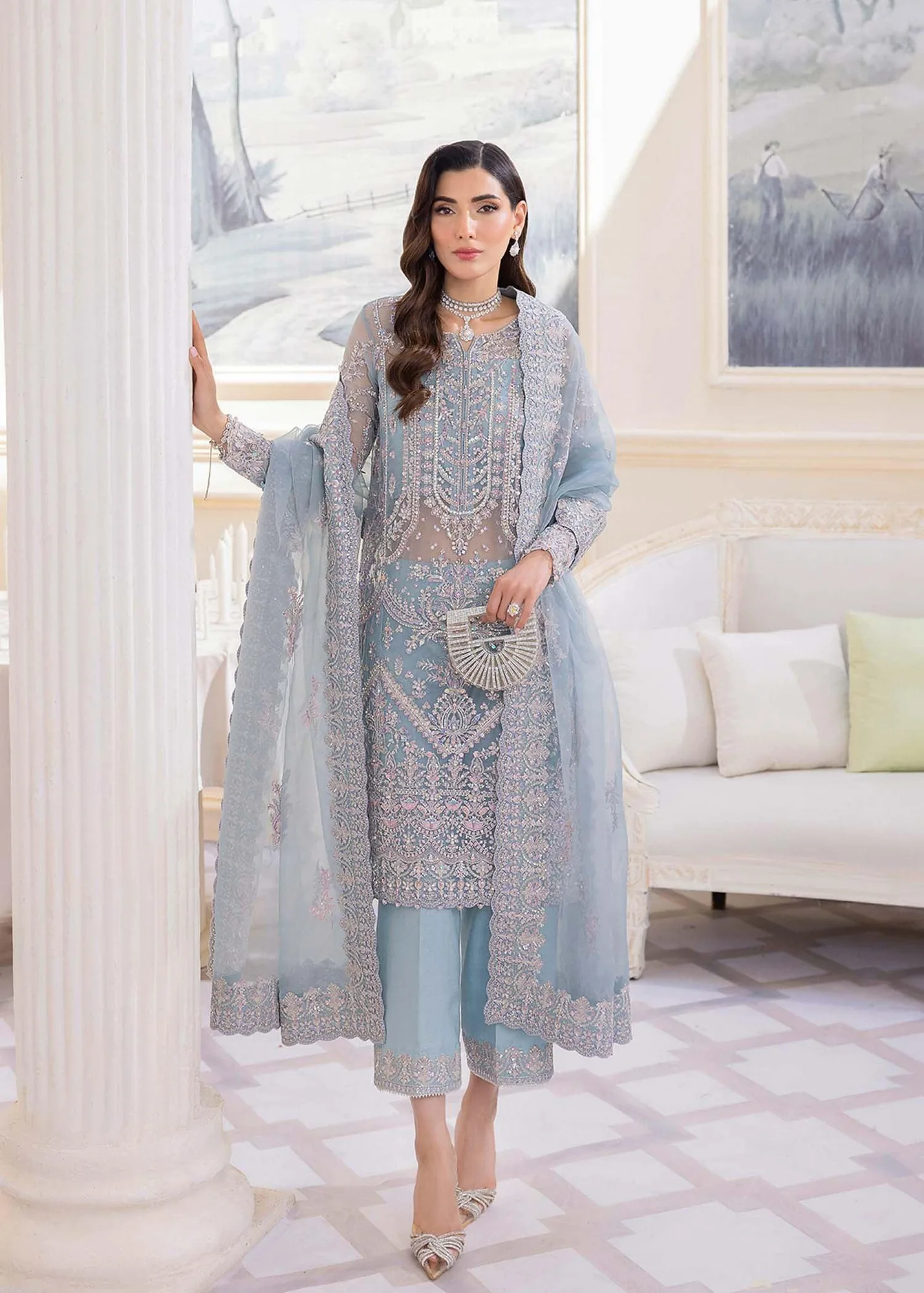 Kanwal Malik Silver Raw Silk – view 5 – Poshaq