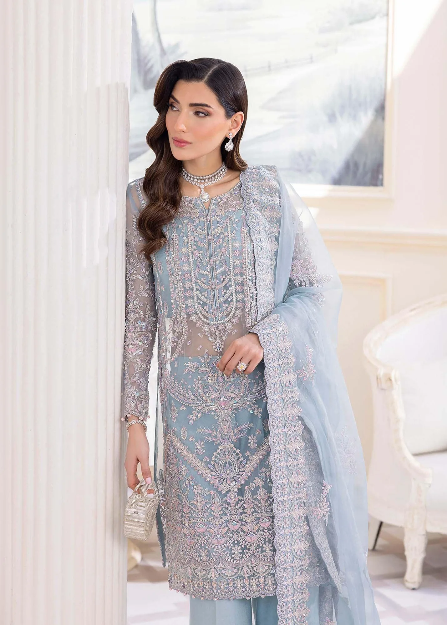 Kanwal Malik Silver Raw Silk – view 6 – Poshaq