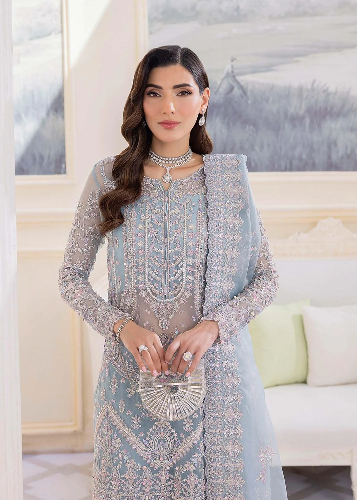 Kanwal Malik Silver Raw Silk – view 7 – Poshaq
