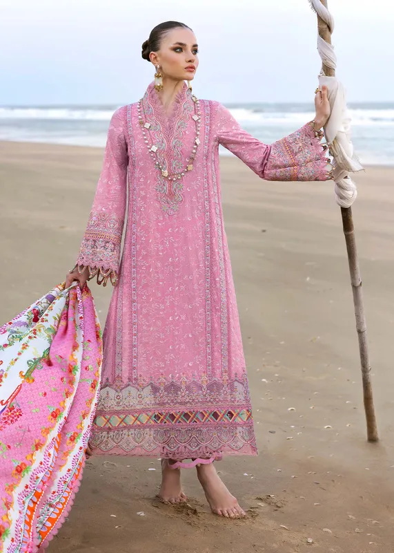 Kanwal Malik Elysia Luxury Lawn 25 Pink Dobby – view 1 – Poshaq
