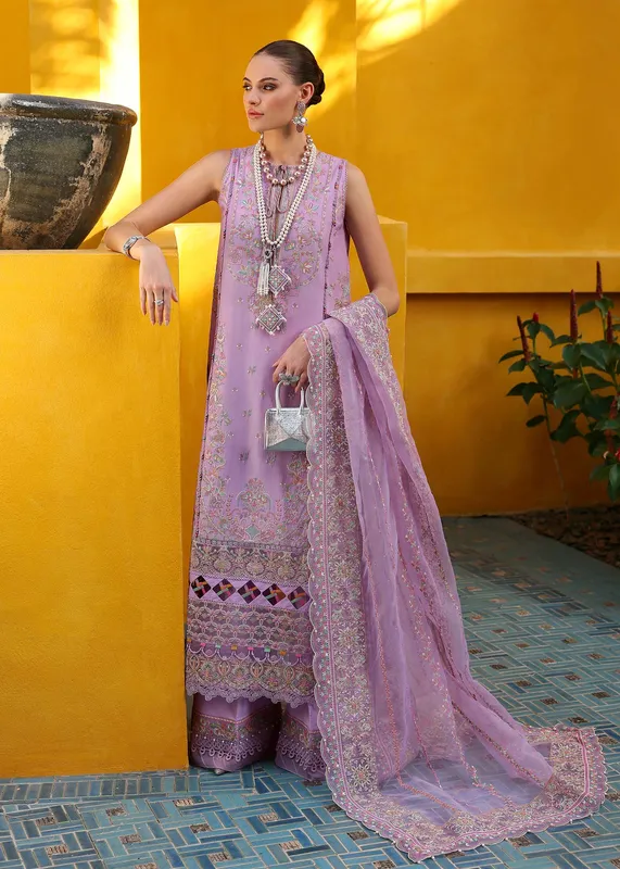Kanwal Malik Elysia Luxury Lawn 25 Lilac Organza – view 1 – Poshaq