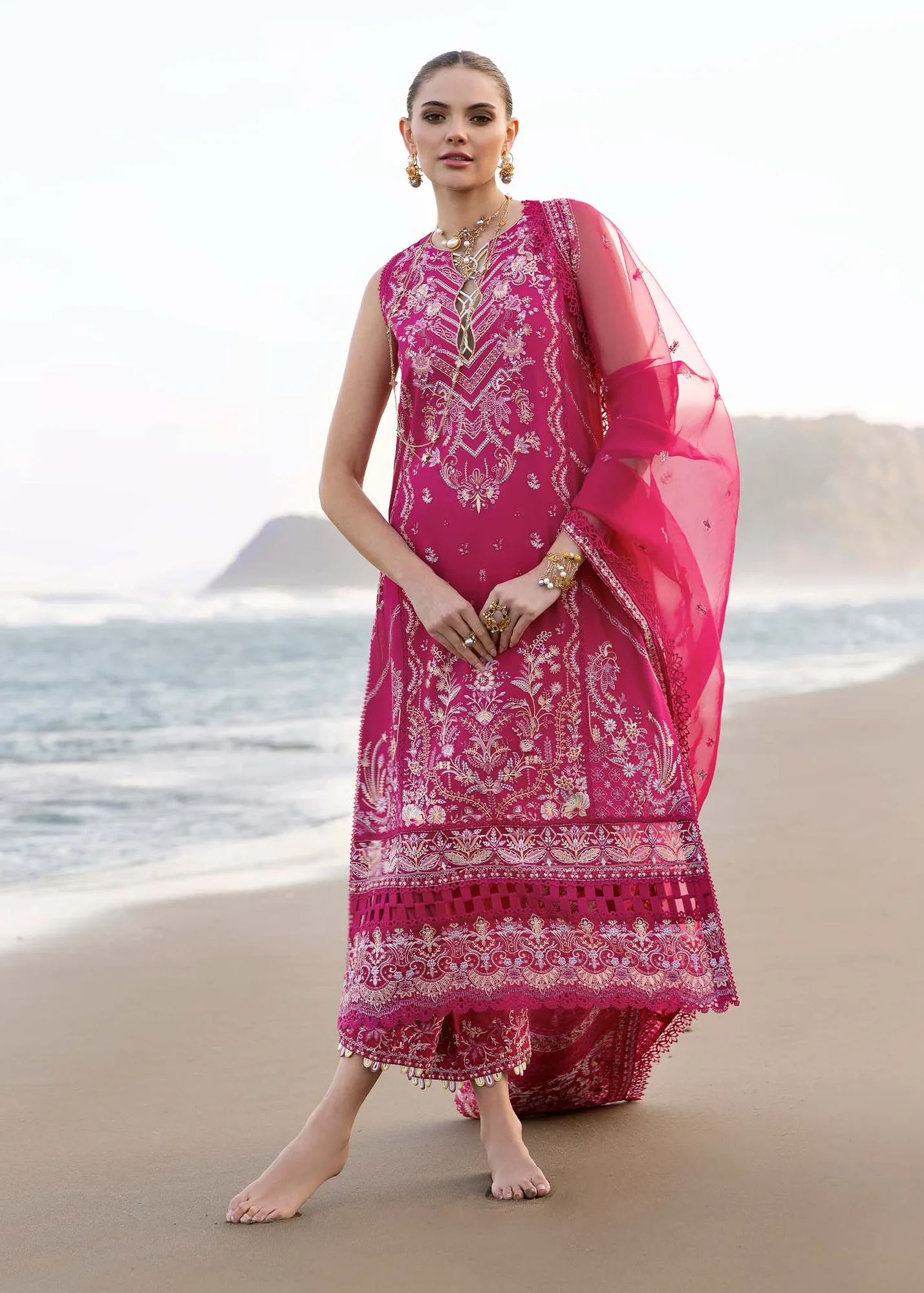 Kanwal Malik Elysia Luxury Lawn 25 Fuchsia Cambric – view 1 – Poshaq