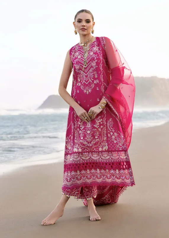 Kanwal Malik Elysia Luxury Lawn 25 Fuchsia Cambric – view 1 – Poshaq