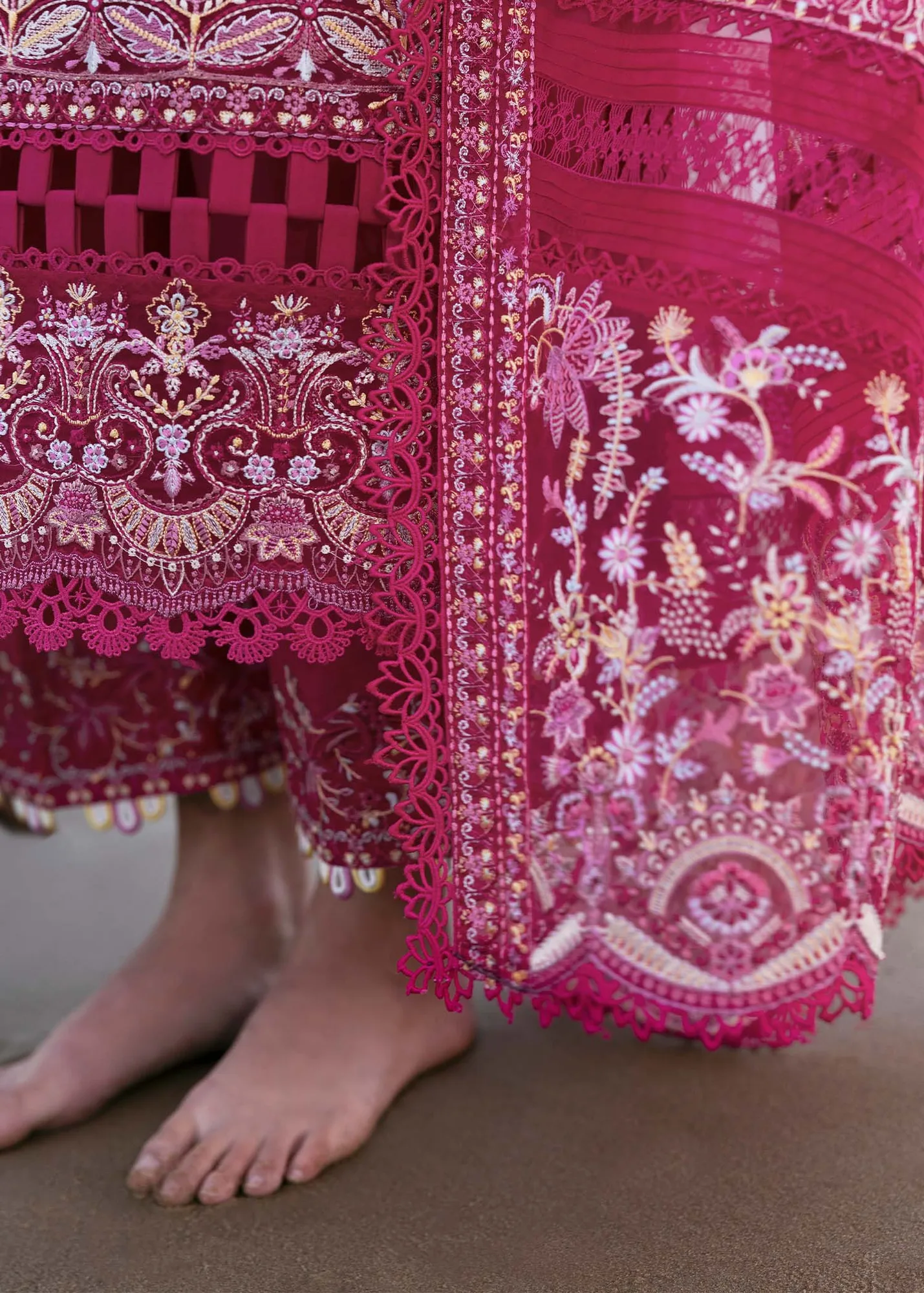 Kanwal Malik Elysia Luxury Lawn 25 Fuchsia Cambric – view 3 – Poshaq