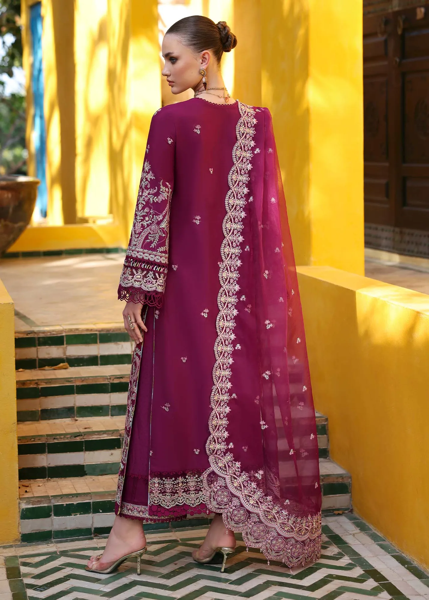 Kanwal Malik Elysia Luxury Lawn 25 Plum Dobby – view 2 – Poshaq