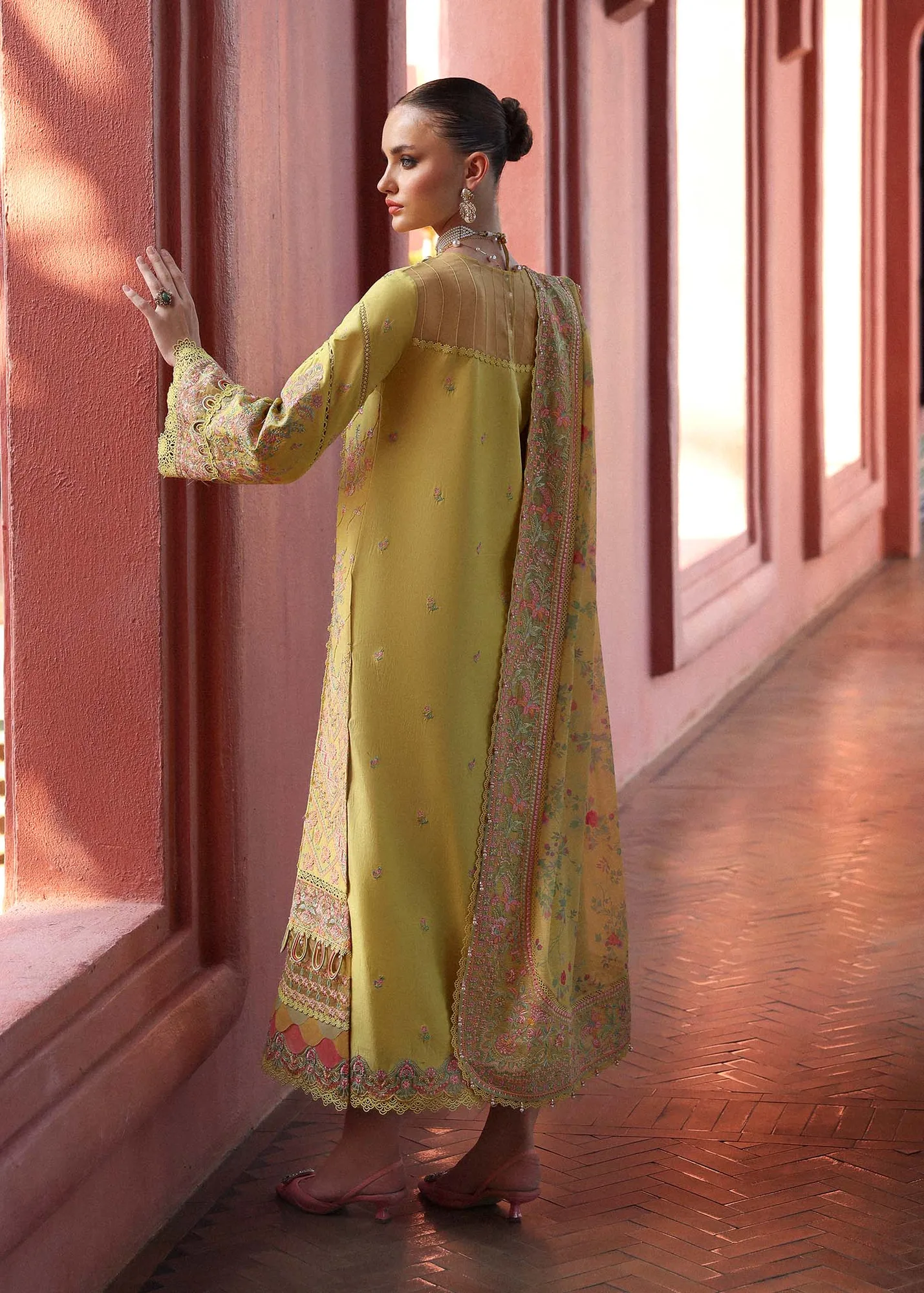 Kanwal Malik Elysia Luxury Lawn 25 Yellow Dobby – view 2 – Poshaq