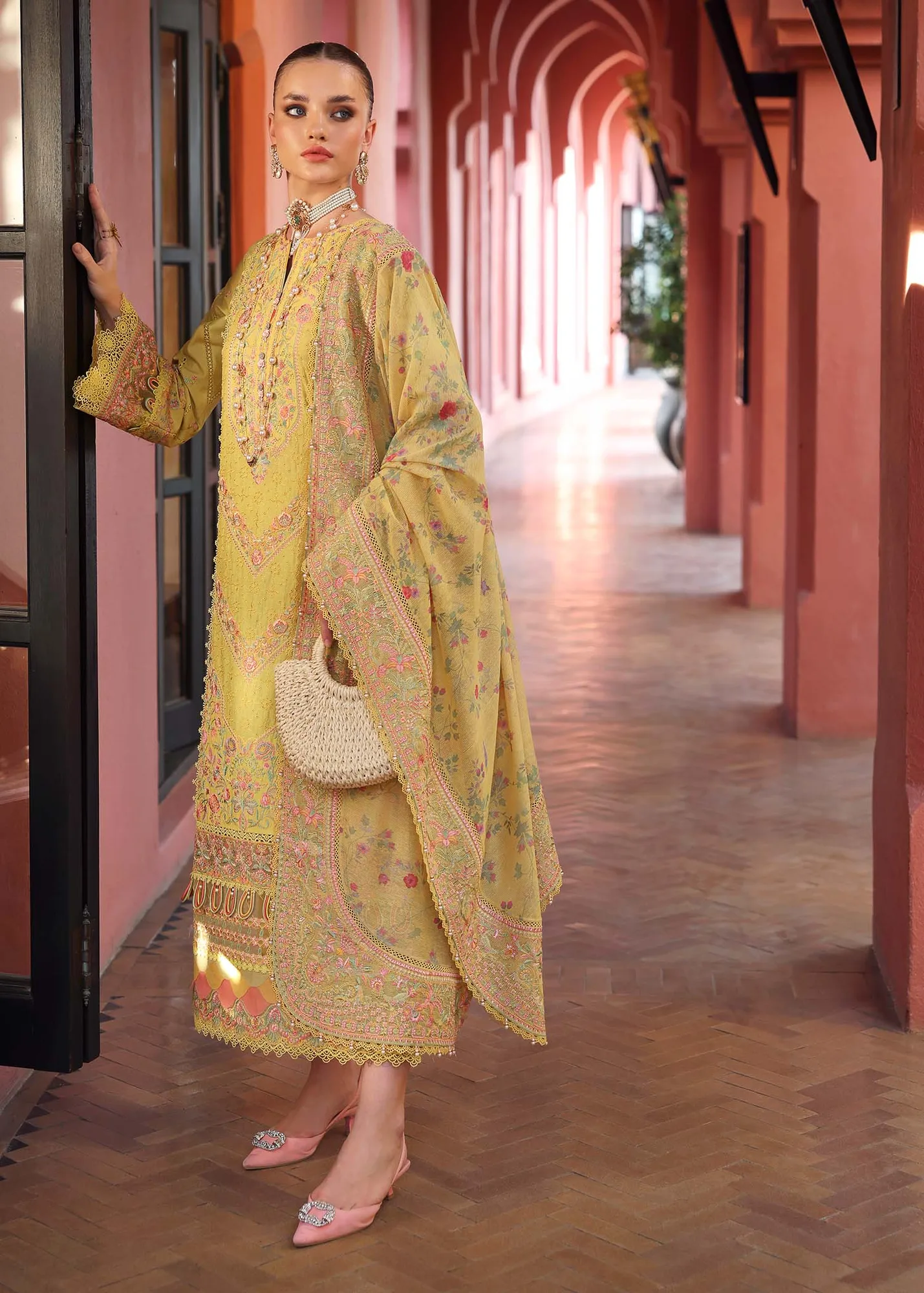 Kanwal Malik Elysia Luxury Lawn 25 Yellow Dobby – view 4 – Poshaq