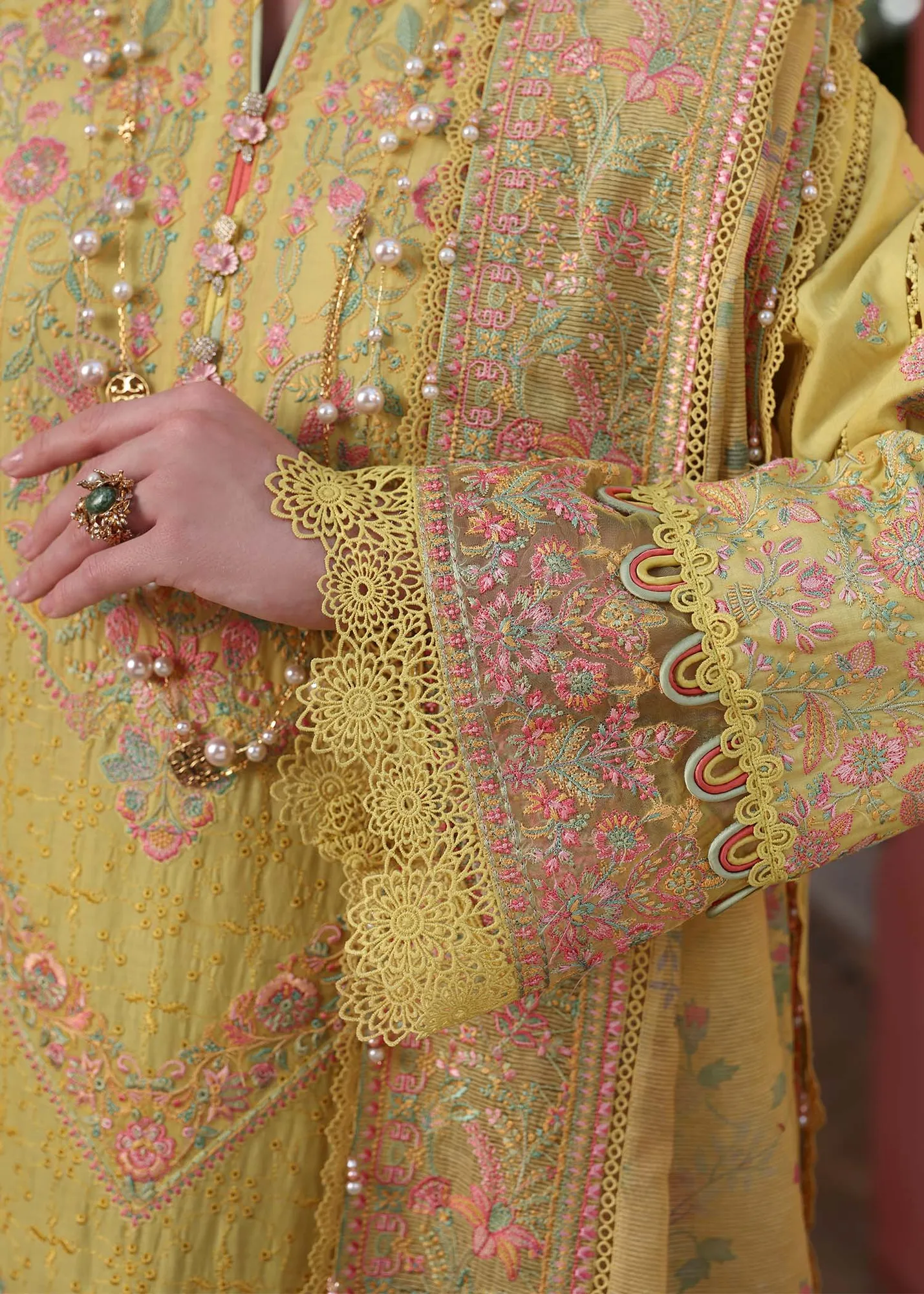 Kanwal Malik Elysia Luxury Lawn 25 Yellow Dobby – view 6 – Poshaq