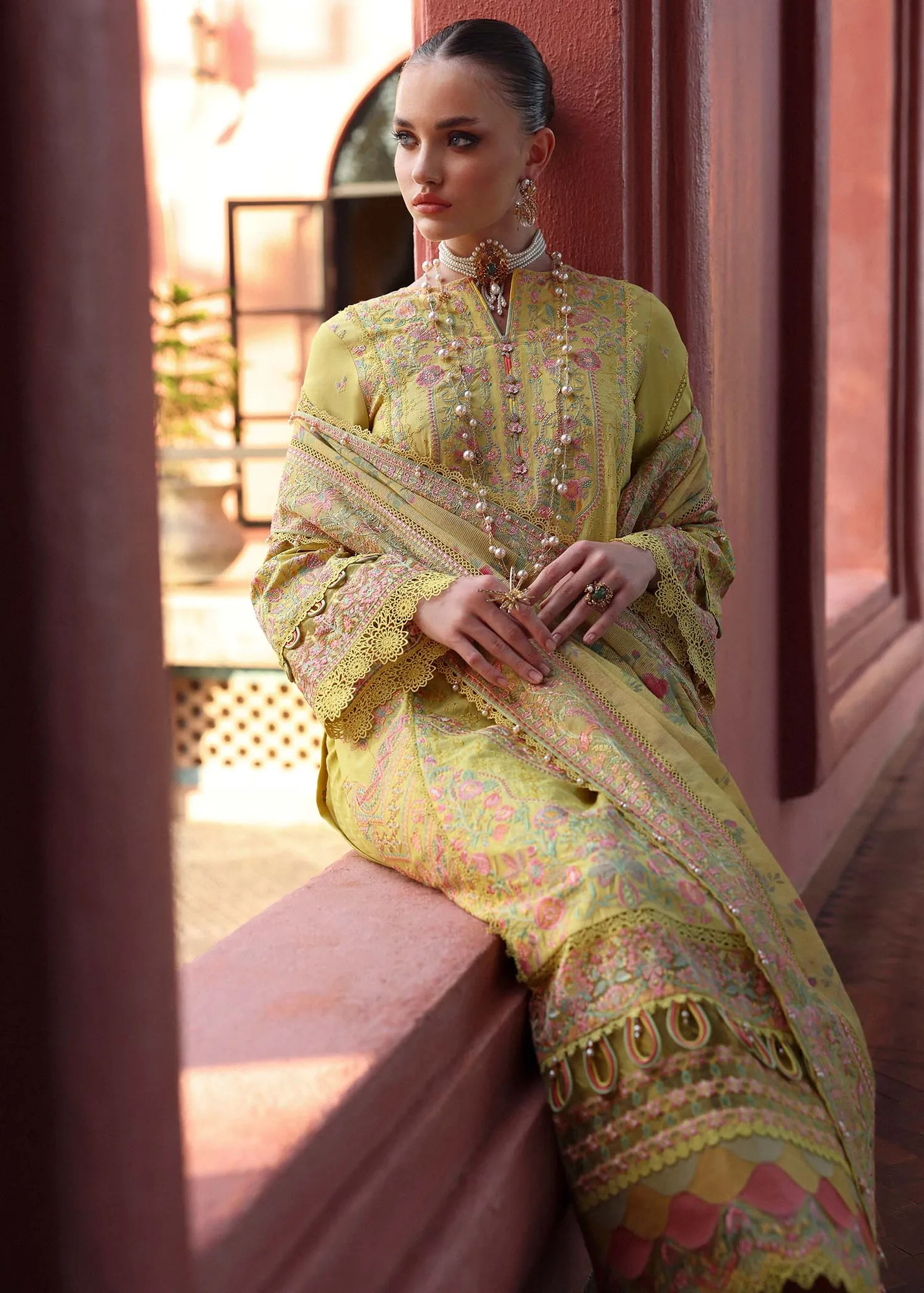 Kanwal Malik Elysia Luxury Lawn 25 Yellow Dobby – view 7 – Poshaq