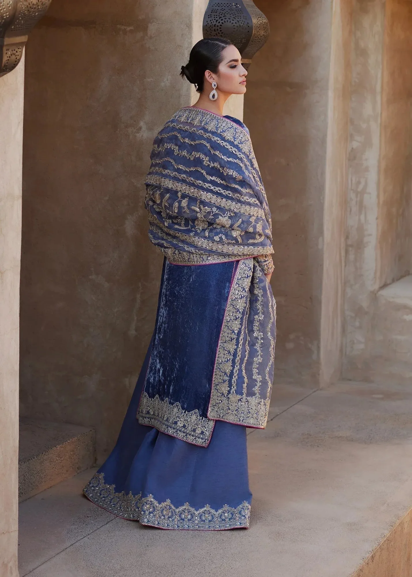 Kanwal Malik Laira Formals Blue Raw Silk – view 2 – Poshaq