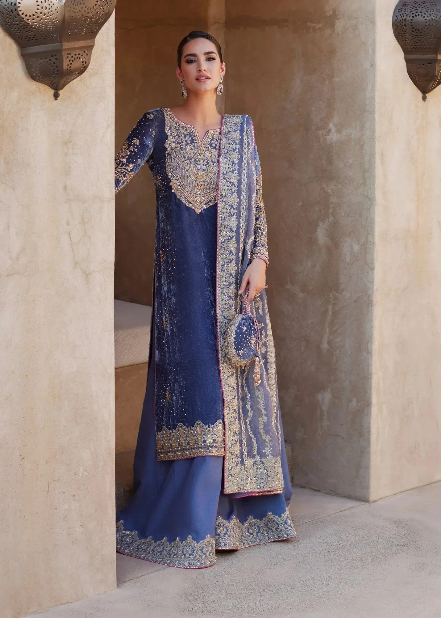 Kanwal Malik Laira Formals Blue Raw Silk – view 4 – Poshaq