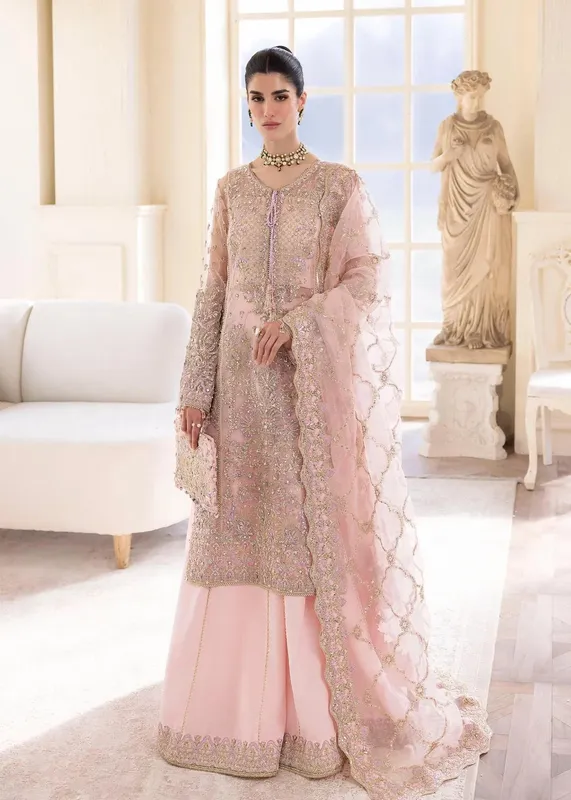 Kanwal Malik Pink Raw Silk – view 1 – Poshaq