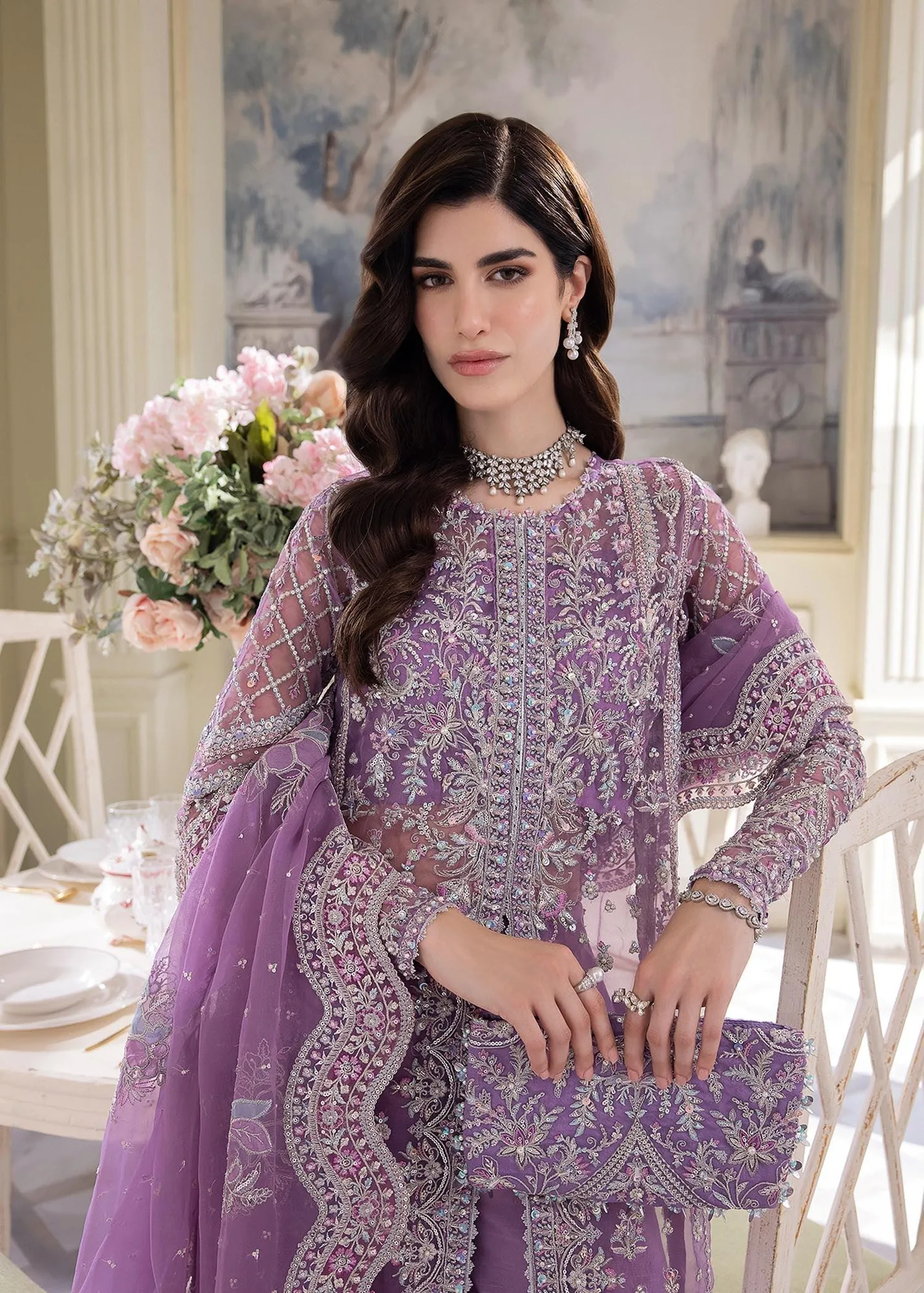 Kanwal Malik Lavender Raw Silk – view 2 – Poshaq