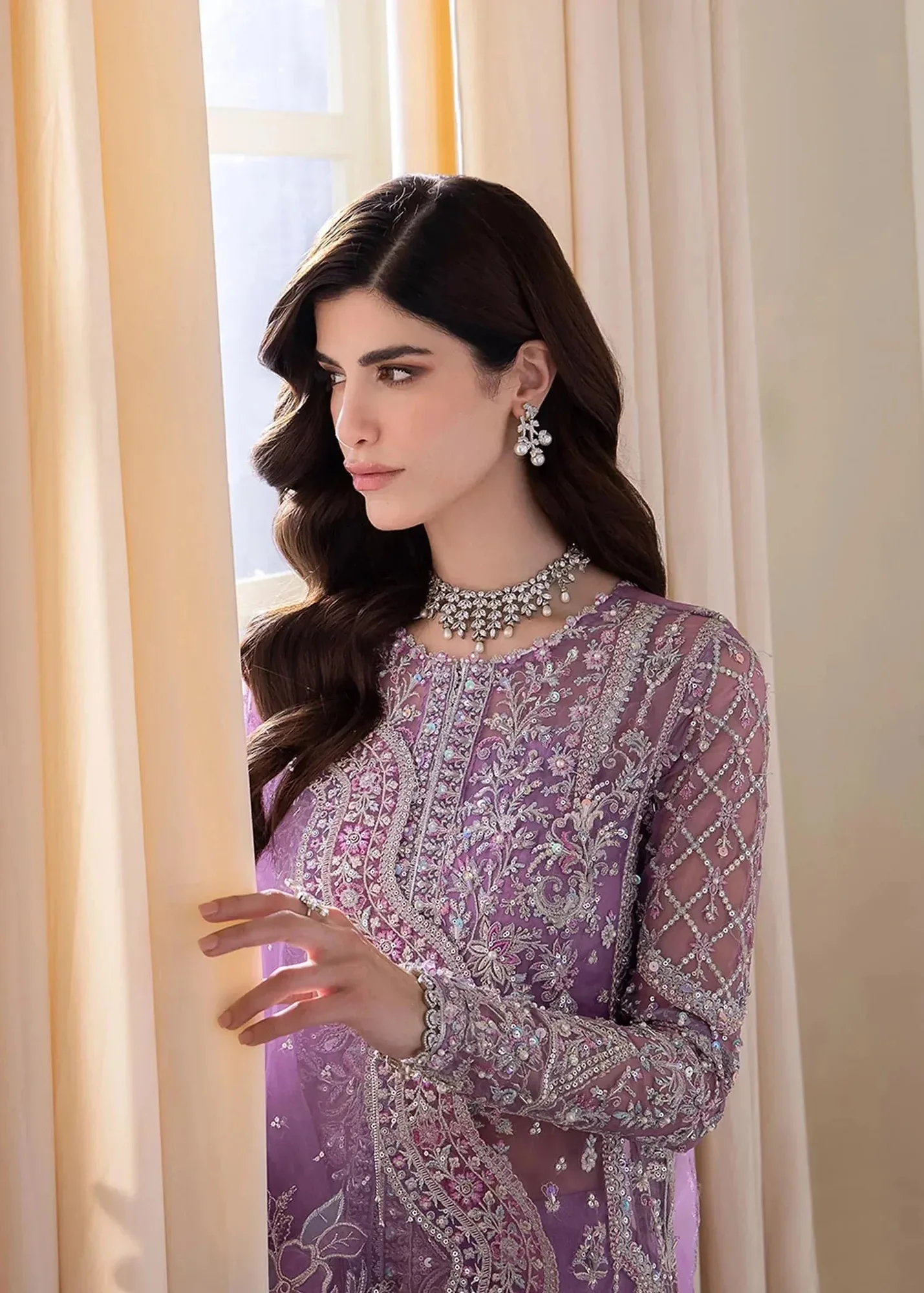 Kanwal Malik Lavender Raw Silk – view 4 – Poshaq
