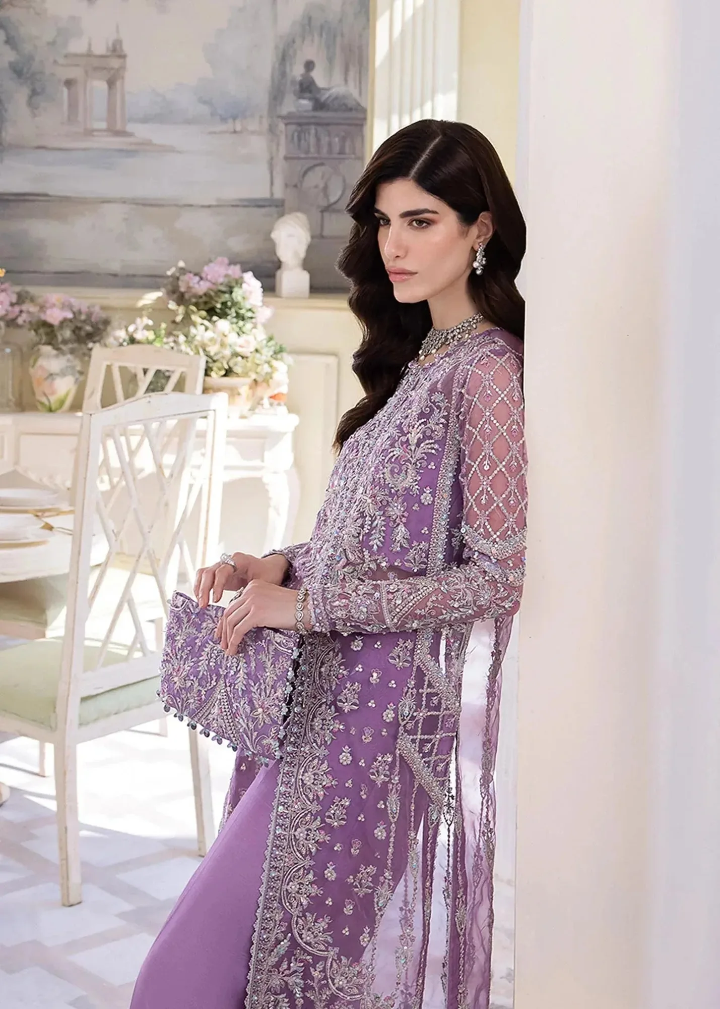 Kanwal Malik Lavender Raw Silk – view 6 – Poshaq