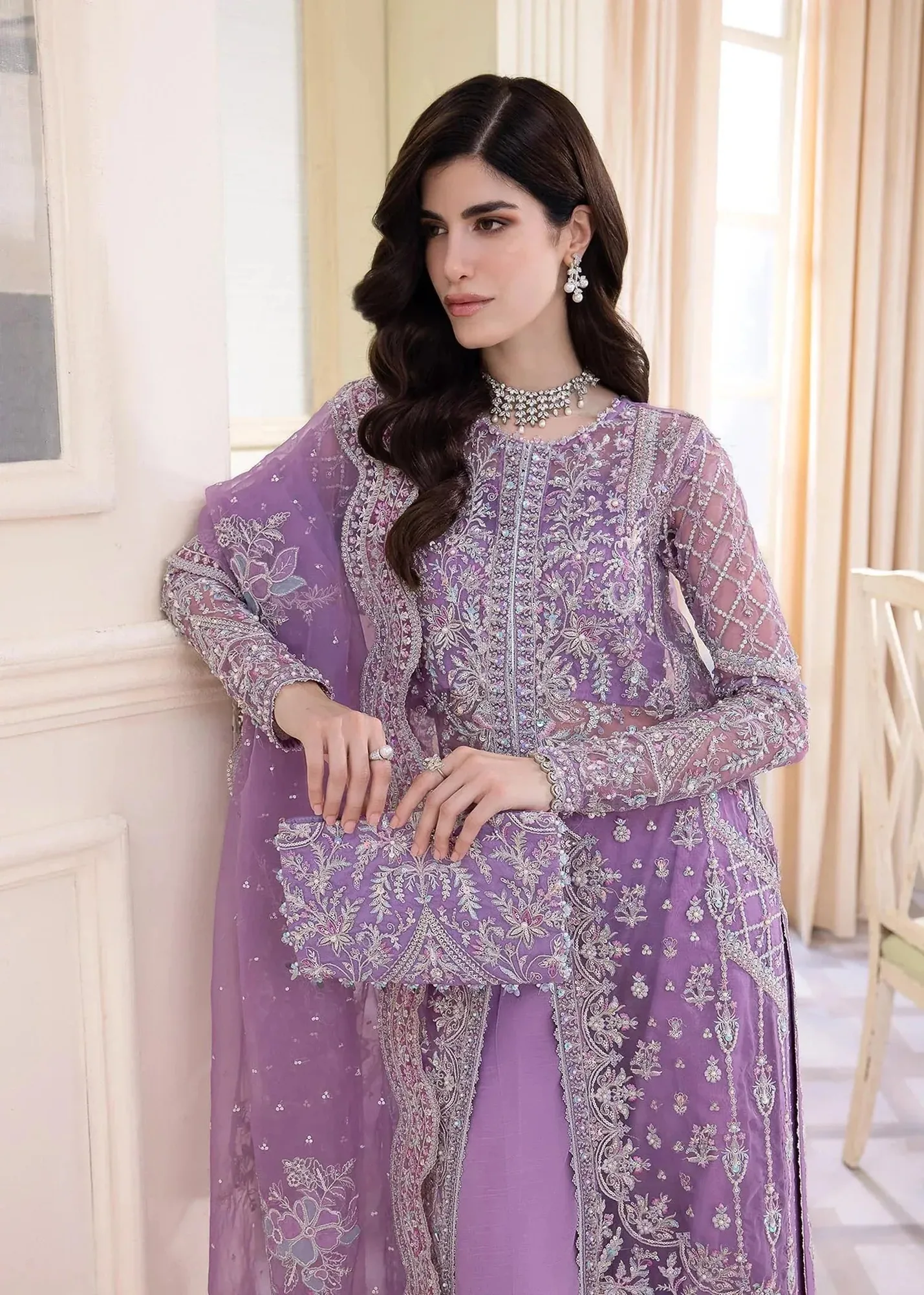 Kanwal Malik Lavender Raw Silk – view 9 – Poshaq