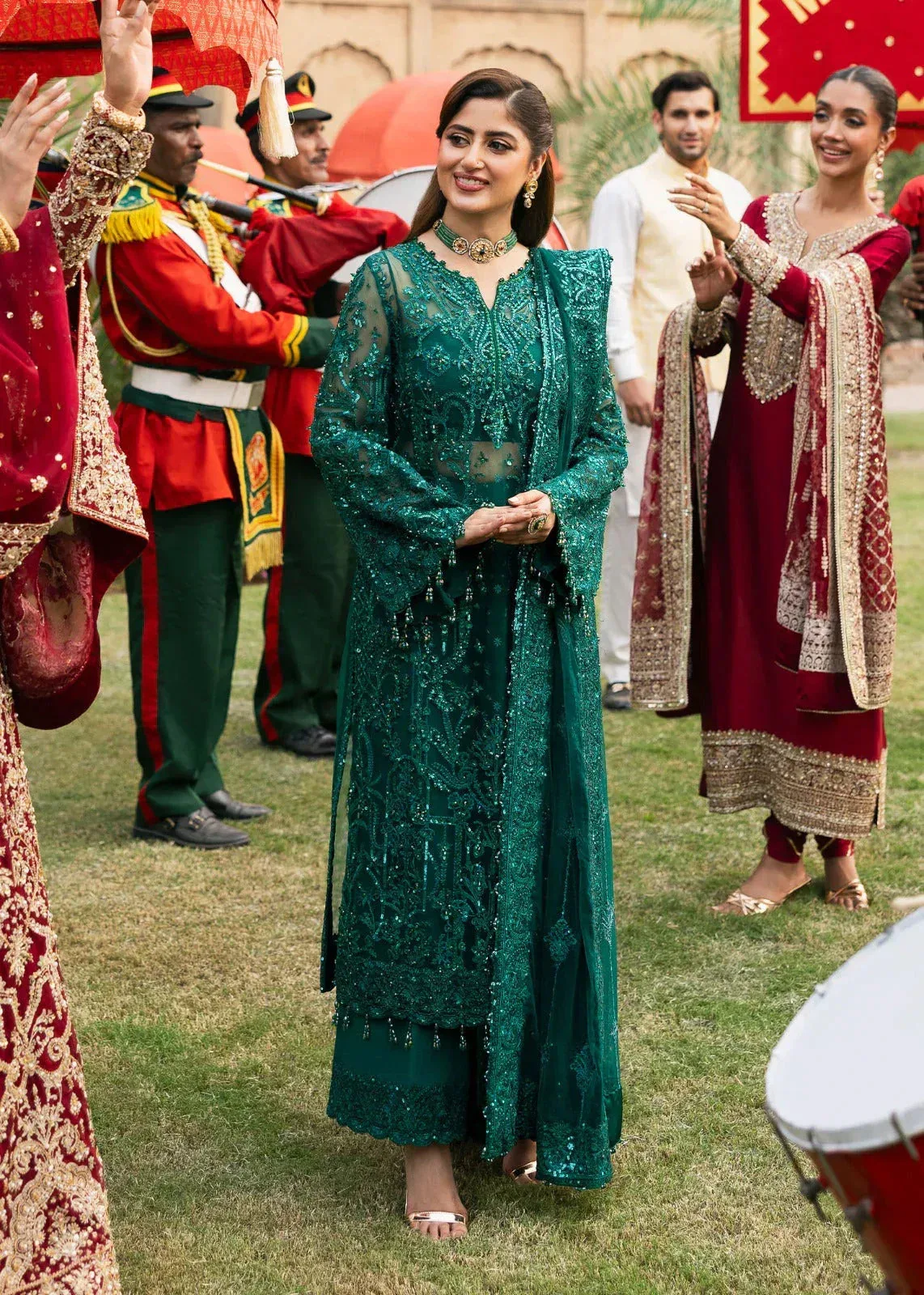 Kanwal Malik Green Organza – view 2 – Poshaq