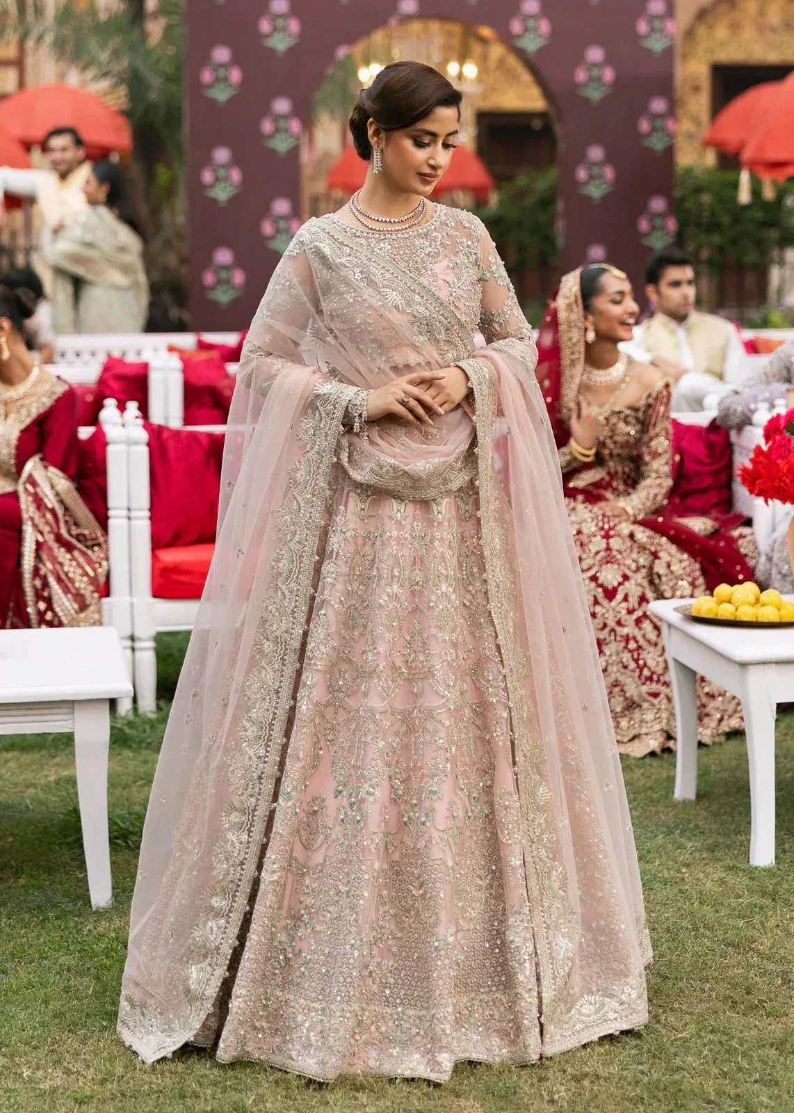 Kanwal Malik Pink Net – view 2 – Poshaq
