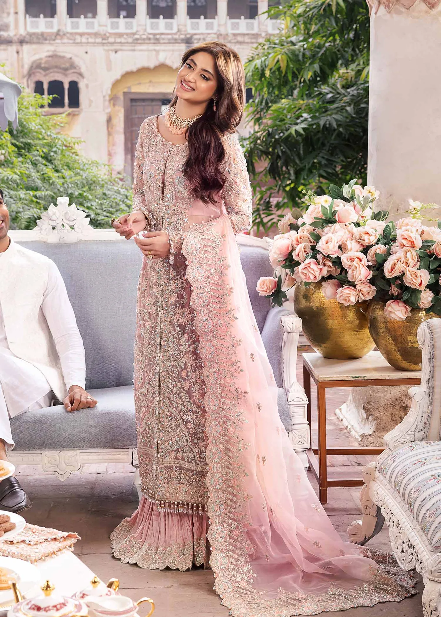 Kanwal Malik Pink Organza – view 2 – Poshaq