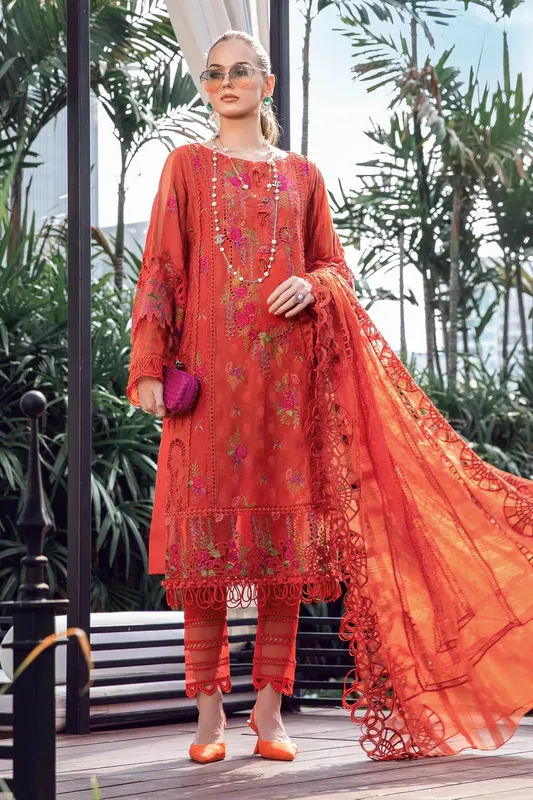 Maria B Orange Organza – view 1 – Poshaq