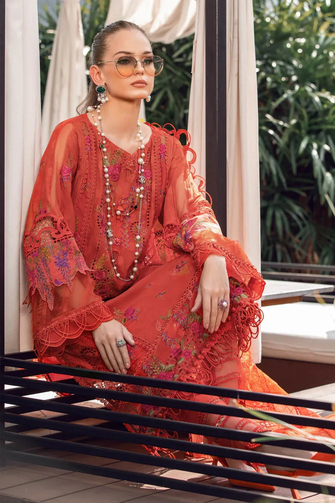 Maria B Orange Organza – view 5 – Poshaq