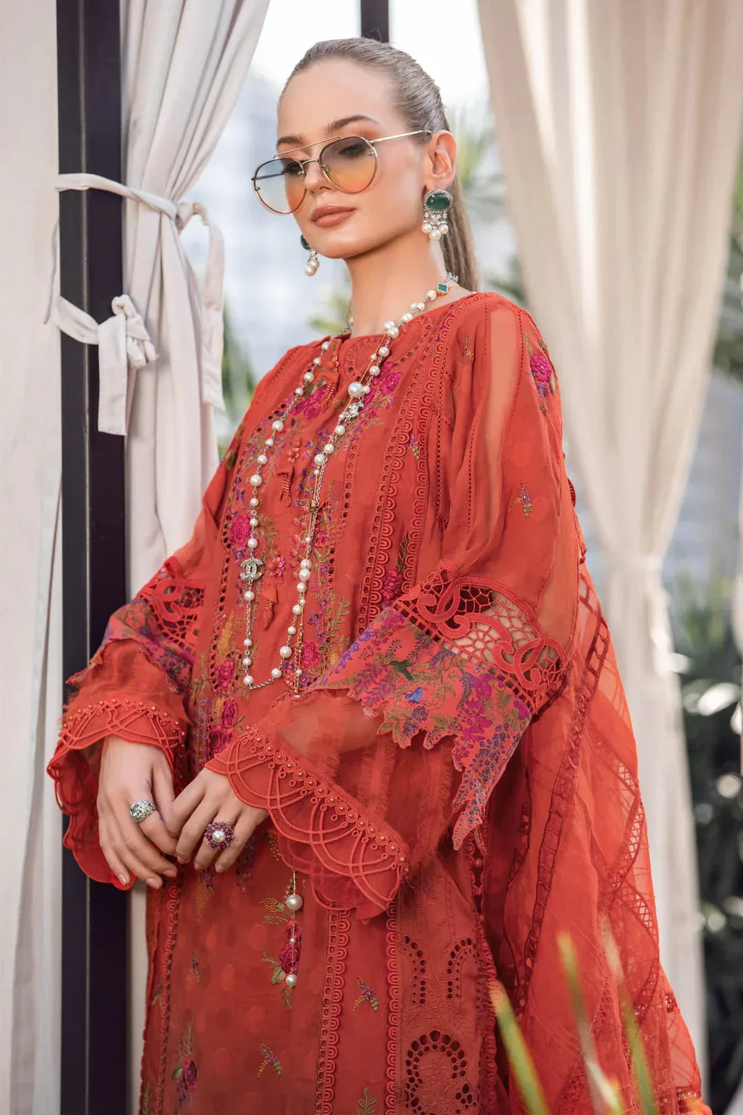 Maria B Orange Organza – view 6 – Poshaq