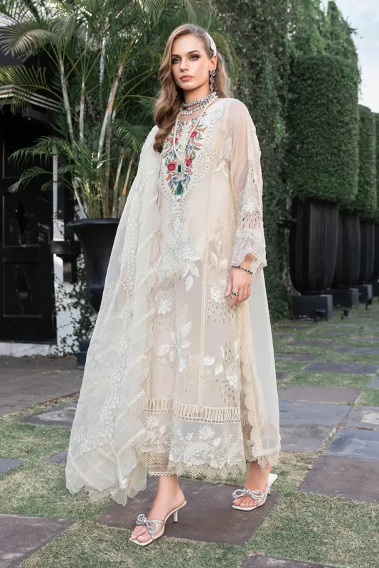 Maria B Cream Organza – view 1 – Poshaq