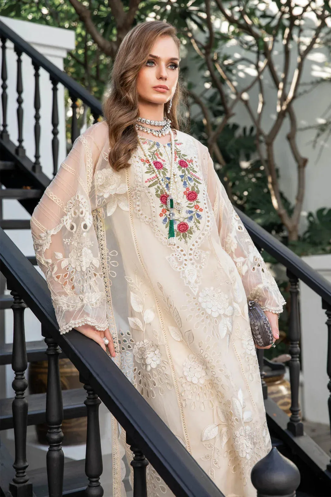 Maria B Cream Organza – view 2 – Poshaq