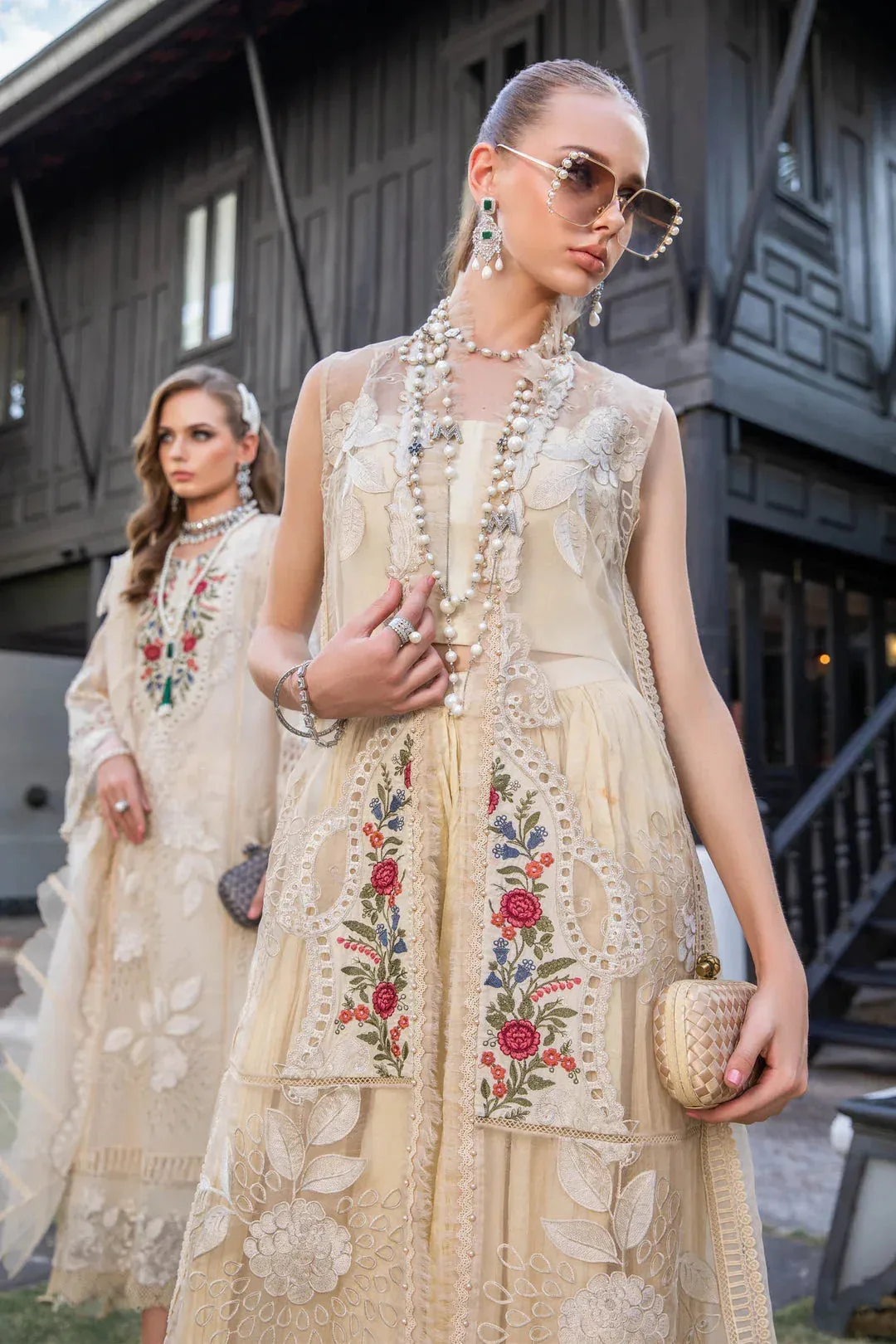 Maria B Cream Organza – view 4 – Poshaq