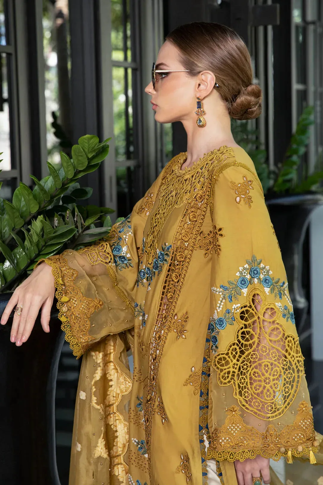 Maria B Mustard Jacquard – view 2 – Poshaq