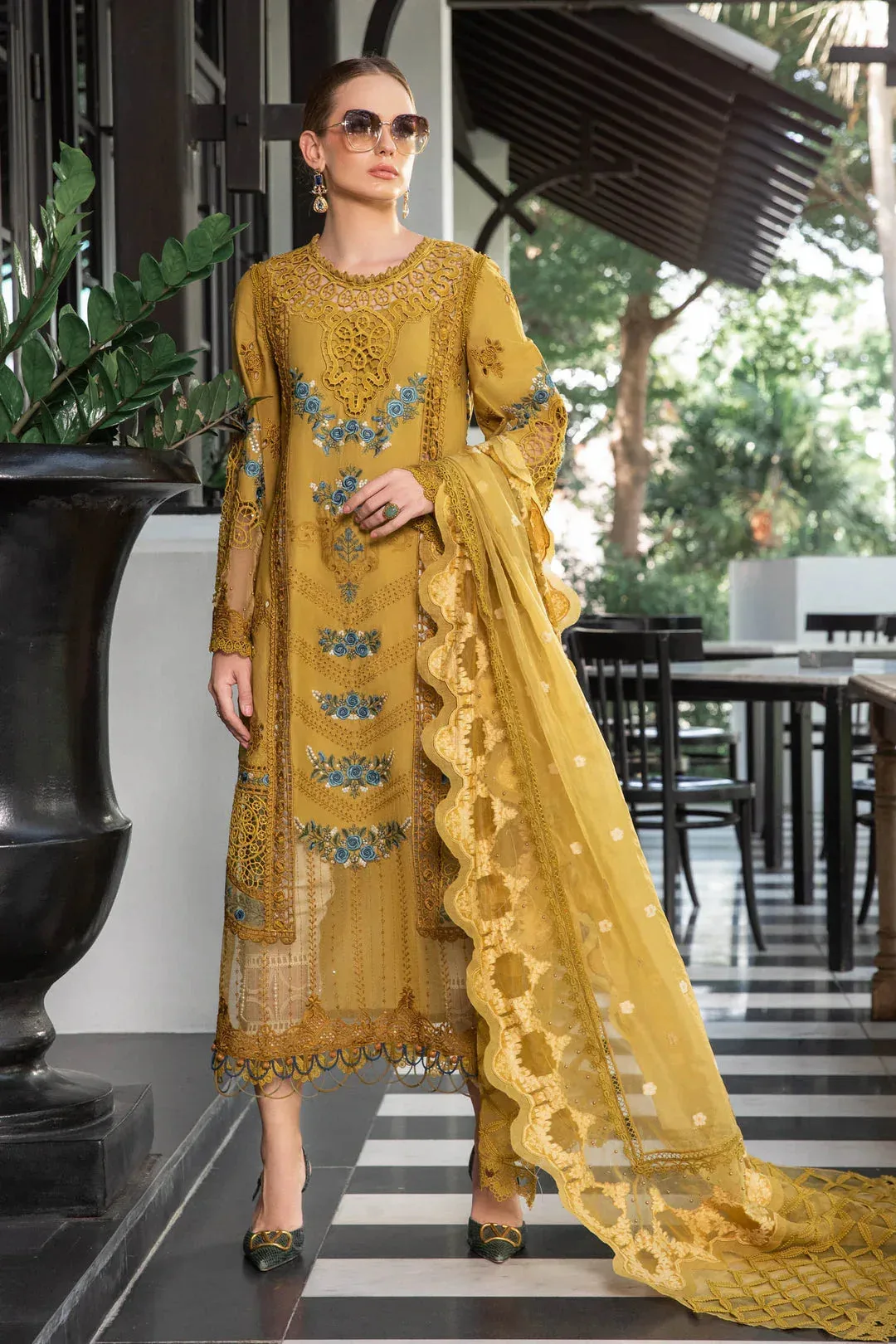 Maria B Mustard Jacquard – view 3 – Poshaq