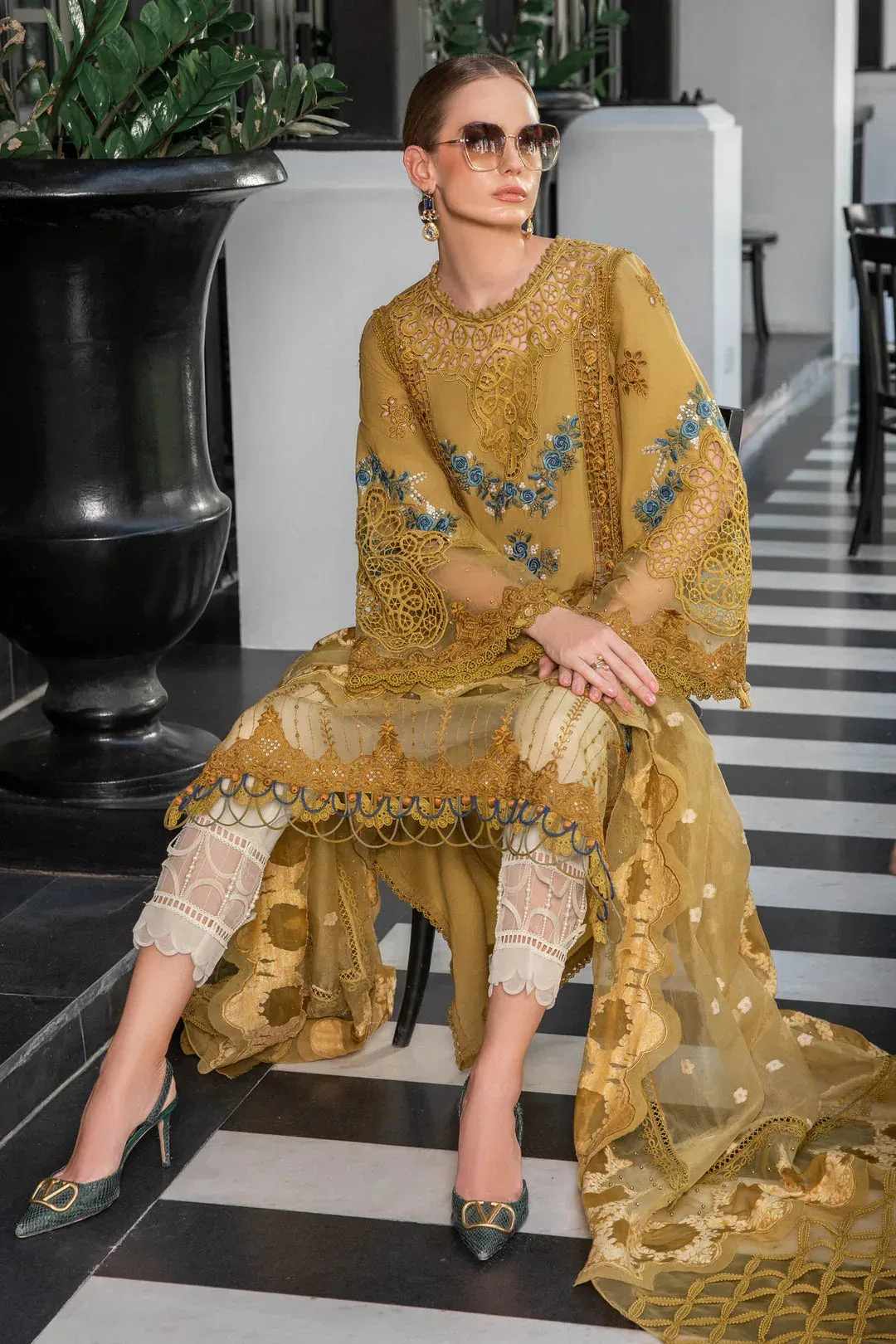 Maria B Mustard Jacquard – view 8 – Poshaq